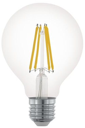 EGLO E27 LED-lampa dimbar, klassisk klotformad glödlampa | ljuskälla för retrobelysning, 7,5 Watt (motsvarar 60 Watt), 806 Lumen, varmvit, 2700 K, Edison G80, Ø 8 cm