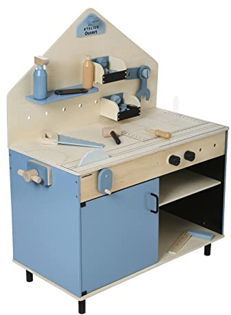 VERTBAUDETGroße Kinder Werkbank, Holz FSC®/Metallblau