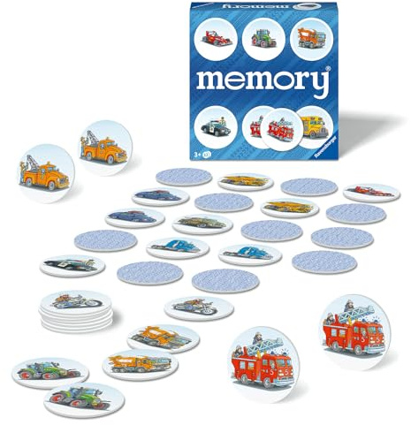 Ravensburger - Memory Veicoli | Giochi Da Tavolo Per Tutta La Famiglia | 2-8 Giocatori | Memory Gioco Per Bambini | Giochi Spiderman 4 Anni O Più | Regalo Bambini 4 Anni