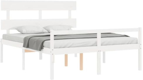 vidaXL Letto per Anziani con Testiera Bianco 160x200 cm Legno Massello