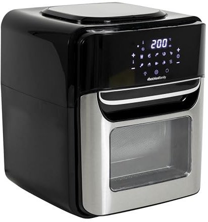 Melchioni Family | Friggitrice ad Aria Smart VIRGINIA, Capacità 12L, Timer 1/90 minuti, con Wifi Compatibile con Google e Alexa, Air Fryer Multiprogramma con App, 80-200°, 1700 W, Colore Nero