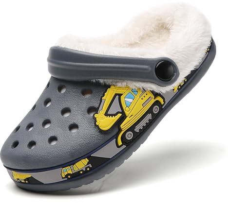 SECHRITE Zoccoli Imbottiti per Bambini Inverno Pantofole da Giardino per Ragazzi e Ragazze Scarpe Antiscivolo Calde Scarpe da Giardino in Gomma Zoccoli Invernali con Pelliccia Imbottitura Pantofole