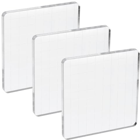 PATIKIL Acrylic Stamp Block, 3 Pack Square Stamping Blocks with Lines, 3.9x3.9 Inches