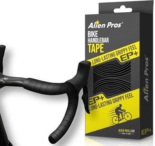 Alien Pros Bike Handlebar Tape New Model EP+ (Set of 2) - Wrap Your Bike for an Awesome Comfortable Ride - Enhance Your Bike Grip with These EVA PU Plus Bicycle Handle bar Tape (Black)