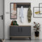 Homidea Atlantis Garderobe mit Spiegel - Schuhschrank - Dielenschrank - Flurschrank- Kompaktgarderobe (Anthrazit/Eiche)