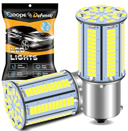 Defvnsy Bombilla P21W 1156 BA15S LED 6000K Blanco, 12V 3.6W Bombillas Coche 4014 105SMD para RV Luces de Marcha Atrás, Intermitentes, Luces Traseras, DRL,1141 7506 1003 Compatible - Juego de 2
