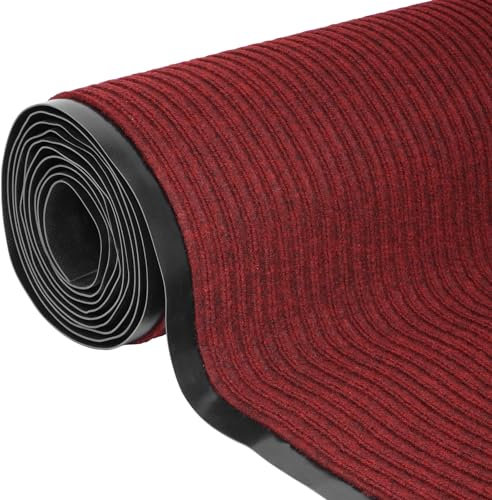 ybaymy Teppich Läufer Flur rutschfest 90 x 500 cm Schmutzfangläufer Meterware Waschbar Teppichläufer Lang Korridor Schmutzfangmatte Rot, 90cm Breite
