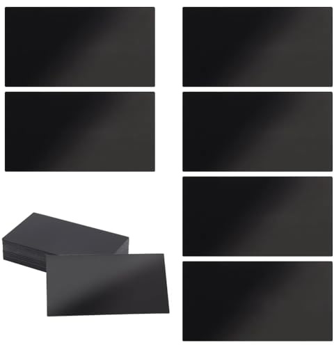 AHANDMAKER 20Pcs Black Acrylic Place Cards, Rectangle Acrylic Name Card Plate, Blank Seating Cards Guest Name Signs Wedding Table Seating Chart Cards for Wedding Party Birthday Table Decor, 3.5x2Inch