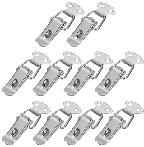 PATIKIL Verrou à bascule à ressort en acier de 2,8 pouces, 10 pièces Loquets à cliquet avec trou pour boîte, coffre, caisse, coffre à outils, armoire, ton argent