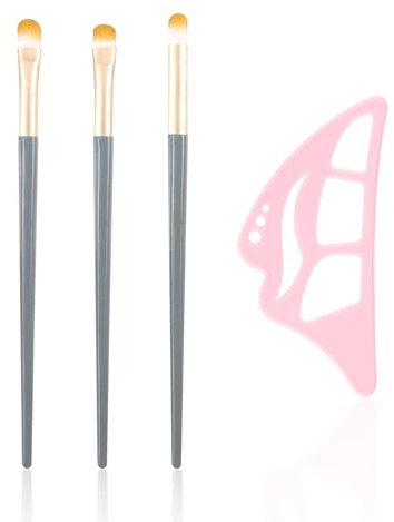 Boobeen Aide au maquillage des yeux, pochoir de maquillage pour ombres à paupières, assistant de beauté pour les yeux réutilisable, outil en silicone à ailettes avec 3 pinceaux, pour les débutantes