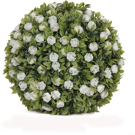 Sileduove Boule de roses artificielles à suspendre - Panier de jardin topiaire - Décoration pour mariage, maison, fête, intérieur ou extérieur - 20 cm - 25 cm (E 25 cm)