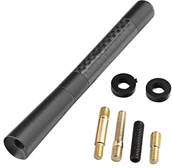 Acouto Kort Antenn Sports Style Antenn 4,7 Kolfiber Bilantenn Till Radio När Dubbar Kommer Att Skruva in den med och Till Mottagning Stubbig Antennkort Antennkort Bil (Svart)