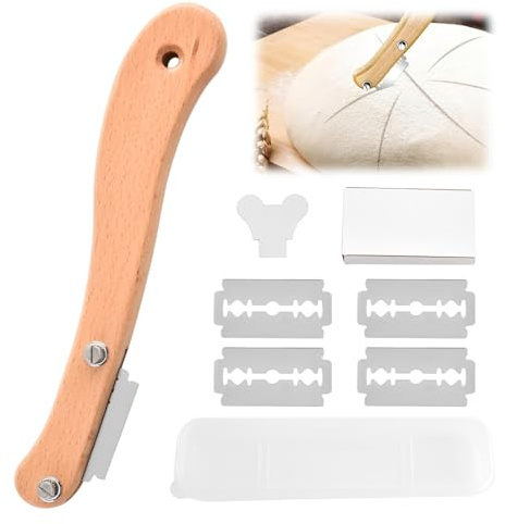 ZORTVUL Cuchillo De Panadero, Cuchillo Para Masa Pan, Herramienta De Corte De Pan, Cuchilla Panadero Greñar Pan, Cojo De Puntuación De Pan, Con 5 Cuchillas De Repuesto, Para Tallar Pan De Masa