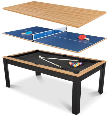 Table Billard 3 en 1 Convertible 7FT en Table à Manger et Tennis de Table