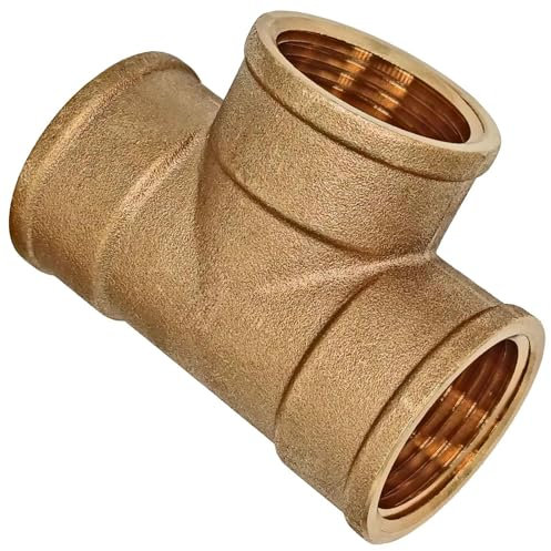 MegaHaustechnik T Stück aus Messing 3/4 Zoll IG x IG x IG DN20 Innengewinde Innendurchmesser 24mm Gewinde Fitting Trinkwasser geeignet Rohr Verschraubung Kupplung 90° Grad Abzweig 3 Anschlüsse