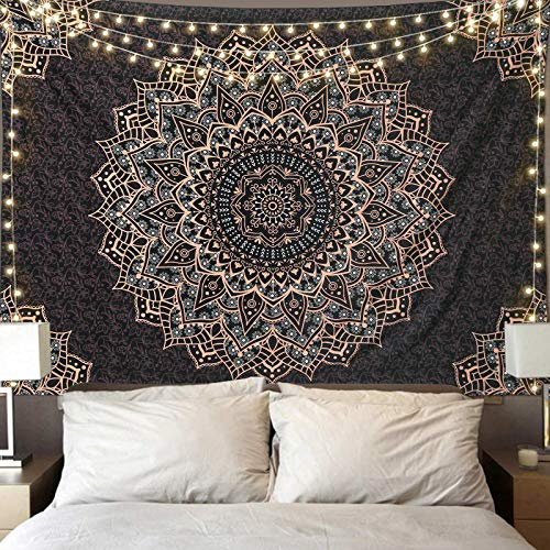 Edeesky Arazzo mandala nero da appendere alla parete, arazzo psichedelico estetico indiano hippie decorazione da parete bohemien arte bohémien decorazione per la casa per camera da letto, soggiorno,