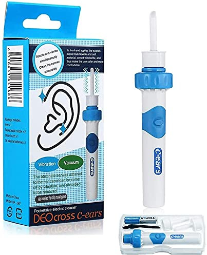 Nettoyant Oreille, Electrique Q Grips Nettoyant Oreilles, Nettoyeur Oreilles, Kit d'enlèvement de cire d'oreille, Q Grips avec 2 Embouts de Remplacement Lavables pour Tous les Familles