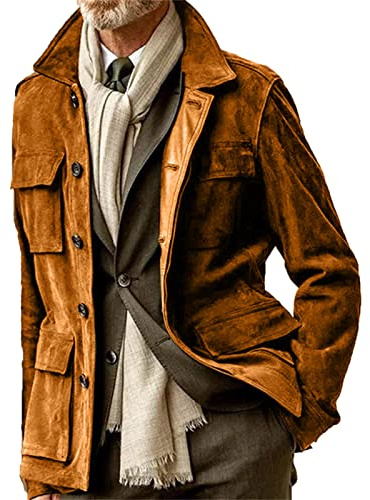Vestes en Daim Marron pour Hommes Veste en Daim décontractée Verte Veste en Daim Grande Taille pour Hommes Blazer