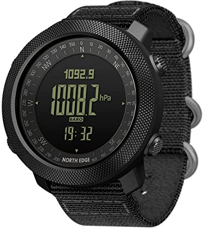 NORTH EDGE Hommes Outdoor Sport Tactique Survie Montres Randonnée Montre-Bracelet Numérique Smart Natation Militaire Armée Altimètre Baromètre Boussole Montres