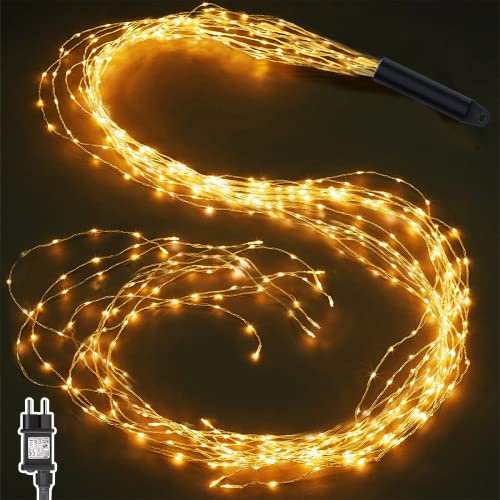 Joycome Fascio di Luce 1m 100 LED Luci a Cascata con Spina, 8 Modalità di Illuminazione Catena Luminosa, IP65 Impermeabili Luci Decorative Stringa per Natale Giardino Festa Matrimonio (Bianco Caldo)