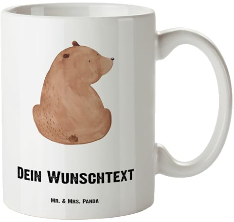 Mr. & Mrs. Panda Personalisierte XL Tasse Bär Schulterblick - Geschenke, Weltansicht, Bären, Große Mit Text, Motivation, Selbstachtung, Becher Personalisiert, Riesige Botschaft, Weisheit, Teddy, Jumbo