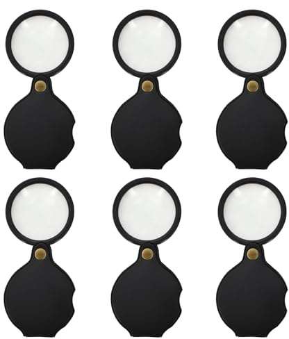 6 Piezas Lupa Plegable de Bolsillo, Lupas de Bolsillo Mini 10X, Lupa con 10x de Aumento, Nueva Lupa de Mano, Ayuda de Lectura Lupa para Personas Mayores, Libros de Baja Visión, Periódicos