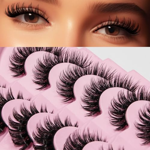 AKARABEAUTYLASHES Pestañas Postizas Naturales 7 Pares 3D Pestañas Pelo a Pelo Volumen Ruso Lashes(Russian-R01)