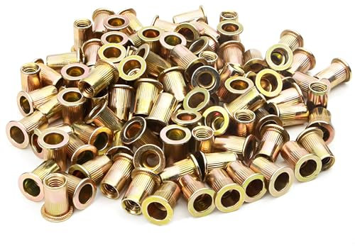 JXPXJMY Écrous à Sertir,Insert Rivet Fileté, Écrous à Riveter Fileté à Tête Plate au Acier Carbone Zinc, Aveugle Rivet (90, M5*13)