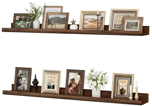 Feihorrm Estante de pared, juego de 2, estante flotante de 90 cm en MDF, panel de pared para marcos y decoraciones, diseño industrial, adecuado para oficina, dormitorio y cocina (Marrón vintage, 90 cm