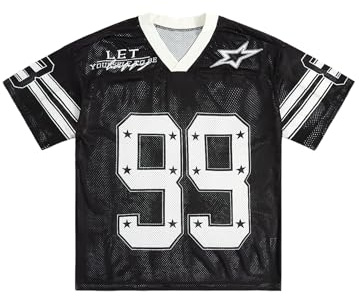 SOLY HUX Mens Jersey Y2k Baggy Shirts Graphic Tees Oversized V Neck Tshirts Summer Tops Black Graphic Medium