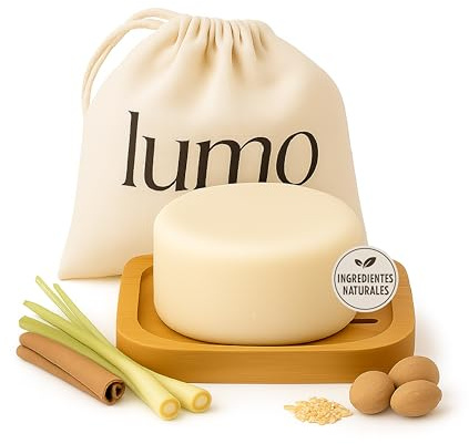 Champú Sólido Shikakai Sin Sulfatos para Cabello Graso y Mixto, Aceites Esenciales de Lemongrass y Canela, Natural, Vegano, Biológico y Libre de plastico 80 gramos