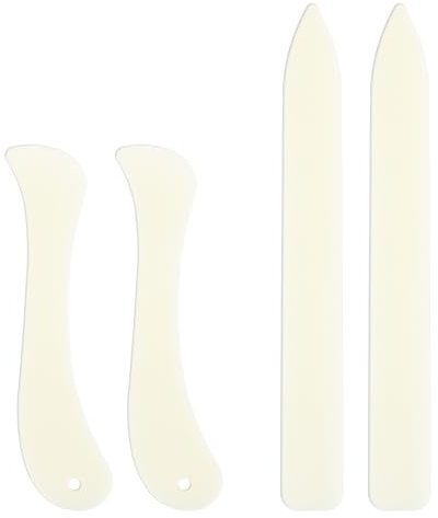4 Pcs Curved and Straight Bone Folders Stained Glass Tools Paper Folding Tool Set Flat Foil Holder Supplies Plastic Stained Glass Burnisher for Crafting Origami Work Quilting Bookbinding