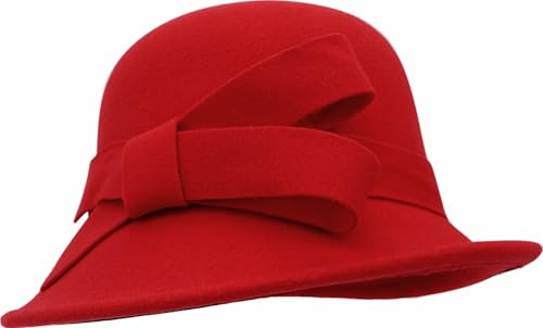 Lynmquober Women Felt Cloche Hat 1920s Vintage Fedora Bowknot Bowler Hats