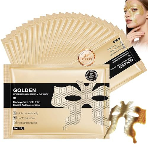 24 Piezas Hidratantes Parches de colágeno para los ojos,24K Oro Mascarilla de para Ojos,Máscaras De ojos Hidratantes y Calmante Para hombres y mujeres,parches ojos bolsas y ojeras(90% de opciones)