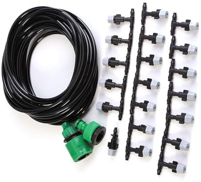 Impianto Irrigazione Automatico a Goccia con Micro Sistemi di Irrigazione per Giardino, Spruzzatori per Letto di Fiori, Patio e Atrio - Kit Completo
