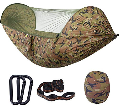 290 X 140cm Hamac avec Moustiquaire 2 en 1 Grand Hamac De Camping avec Filet Pop-Up Hamacs Suspendus Portables LéGers avec Sangles d'arbre Swing,Colorful