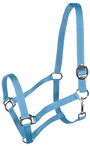 York Nylonhalfter Halfter Genickstück Verstellbar durch Schiebeschnalle Harmony Pferdehalfter (Full, hellblau)