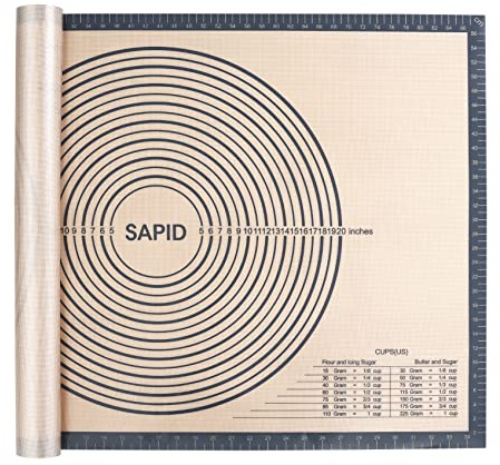 Sapid Extra dicke Silikon-Gebäckmatte, rutschfest, mit Maßangaben, antihaftbeschichtet, Silikon-Backmatte, extra groß, Teigrollen, Kuchenkrusten, Knetmatten, Platzierungsmatten (61 x 91.4 cm, grau)