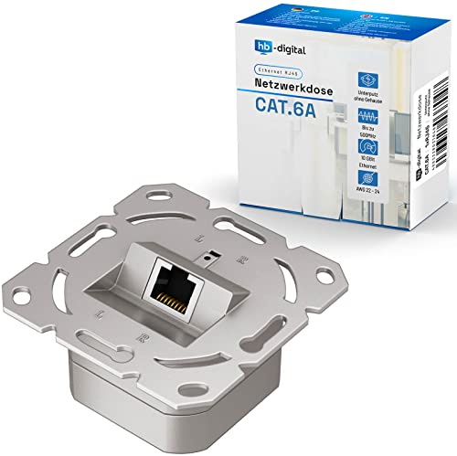HB-DIGITAL 2x CAT 6a Netzwerkdose RJ45 1-Port STP geschirmt kompatibel mit starre LAN Kabel PoE T568A/B Standard Zinklegierung 10 Gigabit 50mm x 50mm - Ohne Gehäuse