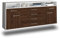 Lqliving Kommode Sideboard Bellevue, Korpus in Weiss matt, Front im Holz-Design Walnuss (180x77x35cm), inkl. Metall Griffen, Wandmontage, Made in Germany
