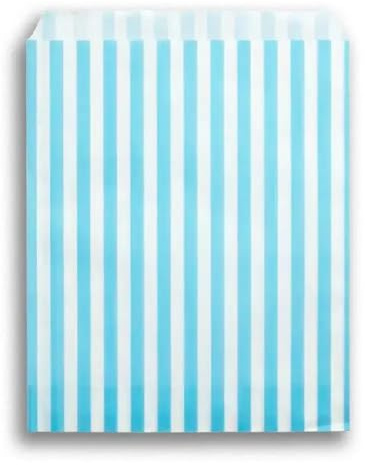 Confezione da 200 sacchetti di carta a righe per caramelle, colore: azzurro acquamarina