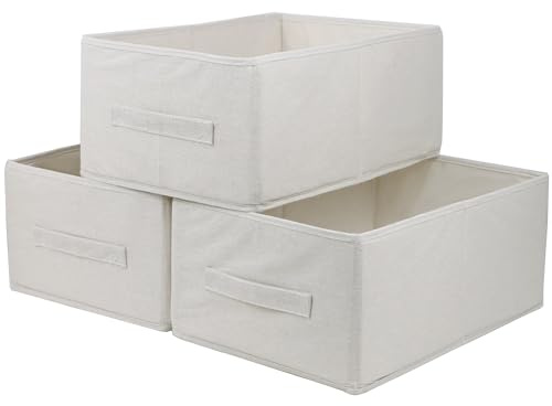 Fordonral Fabric Storage Bins, 3 Pack Foldable Storage Baskets for Shelves, Decorative Linen Closet Organizers and Storage, Storage Box Container for Organizing Clothes Toy Pantry Wardrobe Closet