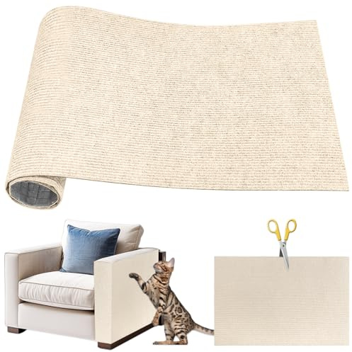 Lets Joy Climbing Cat Scratcher, 40 x 100cm DIY Rascador para Gatos, Tapete Autoadhesivo para Rascar Gatos, Alfombra de Pared para Gatos Trepar, Tapete Rascador Sofa Protector