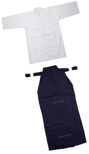 Perfeclan Japanisches Kendo-Uniform-Set Dobok Ninjas Iaido Erwachsene Kendo-Outfit Kimono Hakama, weiß und blau, 185cm