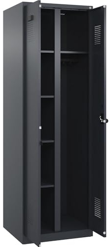 kaiserkraft FRANKEL Vestiaire pour Produits de Nettoyage Evolo Plus | 1 Compartiment | cloison médiane Centrale | Gris | l 600 mm | avec Patins | loqueteau