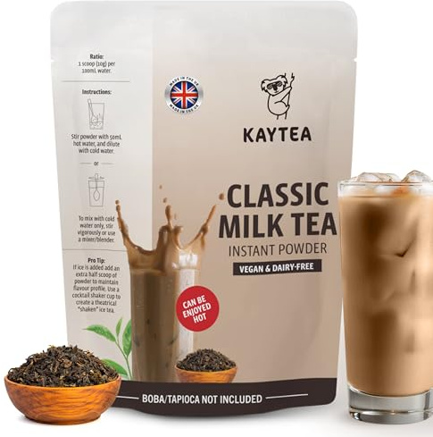 KAYTEA Vegan Milk Tea Powder for Chai Latte, Bubble Tea, Frappes, Milkshakes, Coffee - Classic Dairy-Free Instant Boba Tea Powder (1KG = 25 Servings) | Rich, Creamy Plant-Based Creamer | Hot or Cold