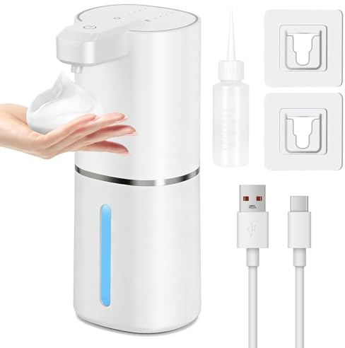 GRIRDDIV Dispensador Jabon Baño Automatico,380ml, Dispensador de Jabón Automático con Sensor Movimiento por Infrarrojos, Recargable por USB, Resistente al Agua IPX5, Adecuado para Cocina, Baño