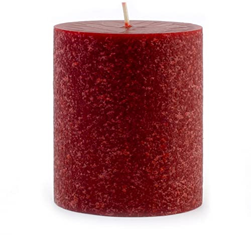 Root Candles Unscented Candles Premium Beeswax Blend Pillar Candle, 4 x 4-Inch, Garnet