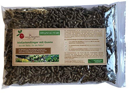 Biodünger mit Guano von meinBiogarten, kräftiges Pflanzenwachstum auf 100% natürlicher Basis, Vergleichssieger 2022, einsetzbar für Gemüse, Kräuter, Tomaten, Obst & Beeren. 600 g Beutel