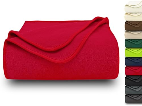 ZOLLNER Kuscheldecke in 130x170 cm - kuschelige und langlebige Fleecedecke - waschbar bis 95°C - hochwertiges Einfassband - antistatisch - Polyester - in rot - Oeko Tex® Zertifiziert